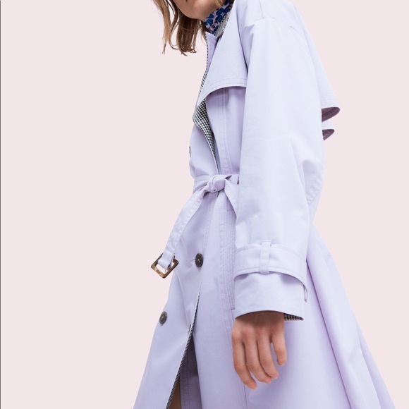 kate spade Lilac Trench Coat with Plaid Collar - Picture 3 of 12